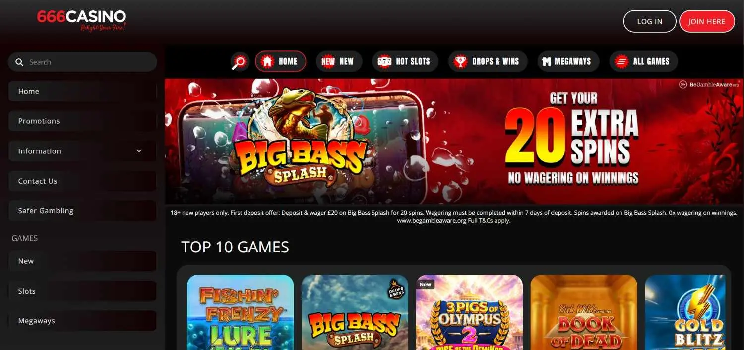 666 Casino Homepage