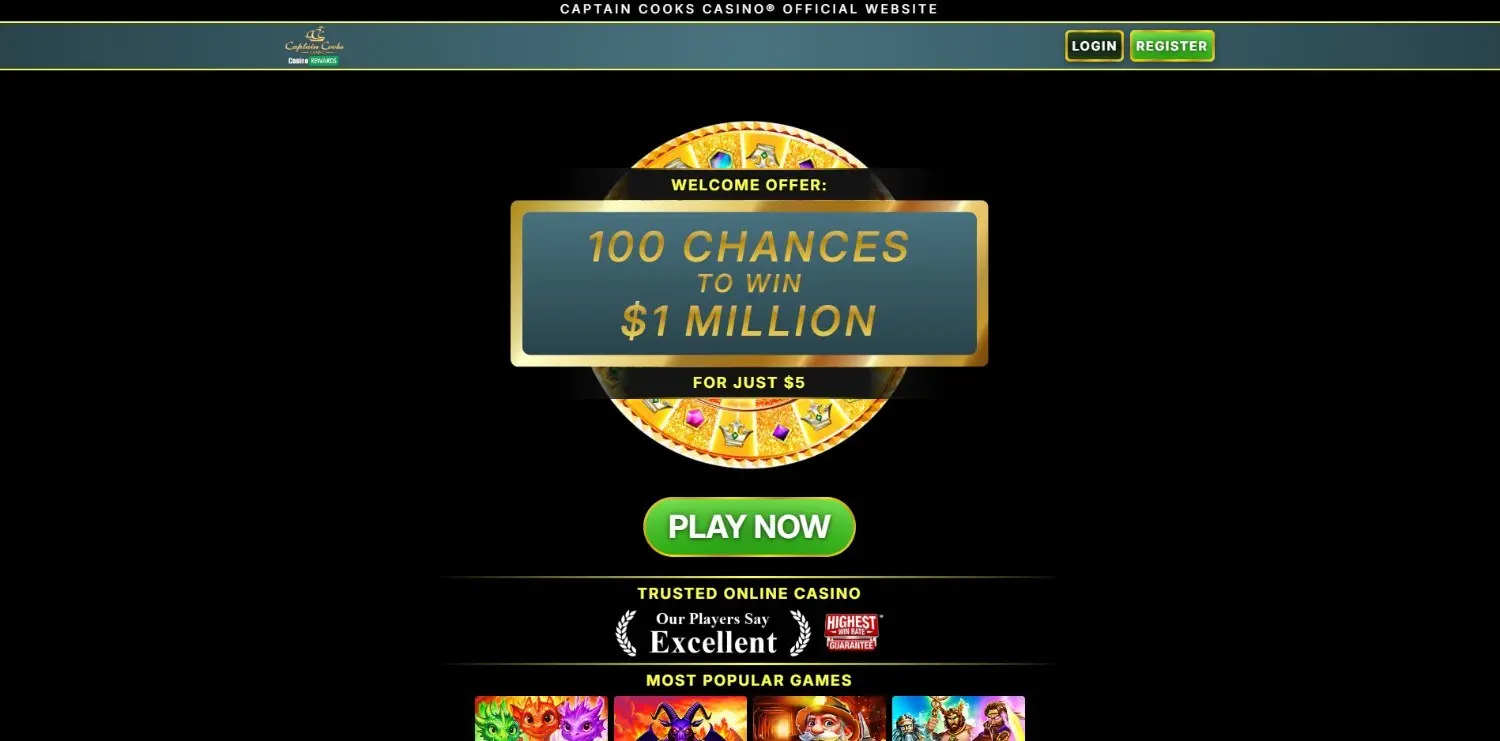 Captain Cooks Casino Homepage