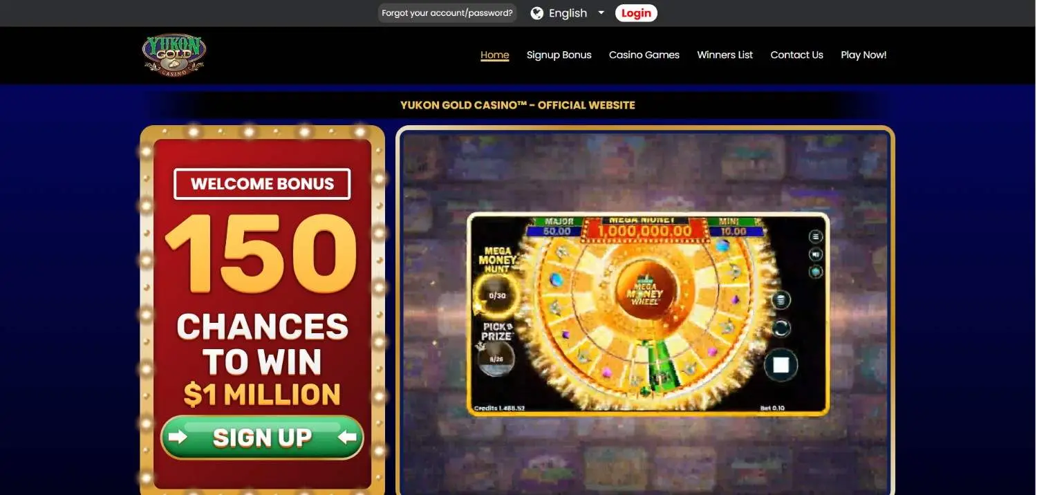 Yukon Gold Casino Homepage