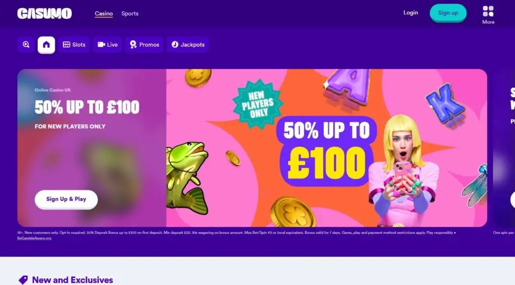 Casumo homepage screenshot
