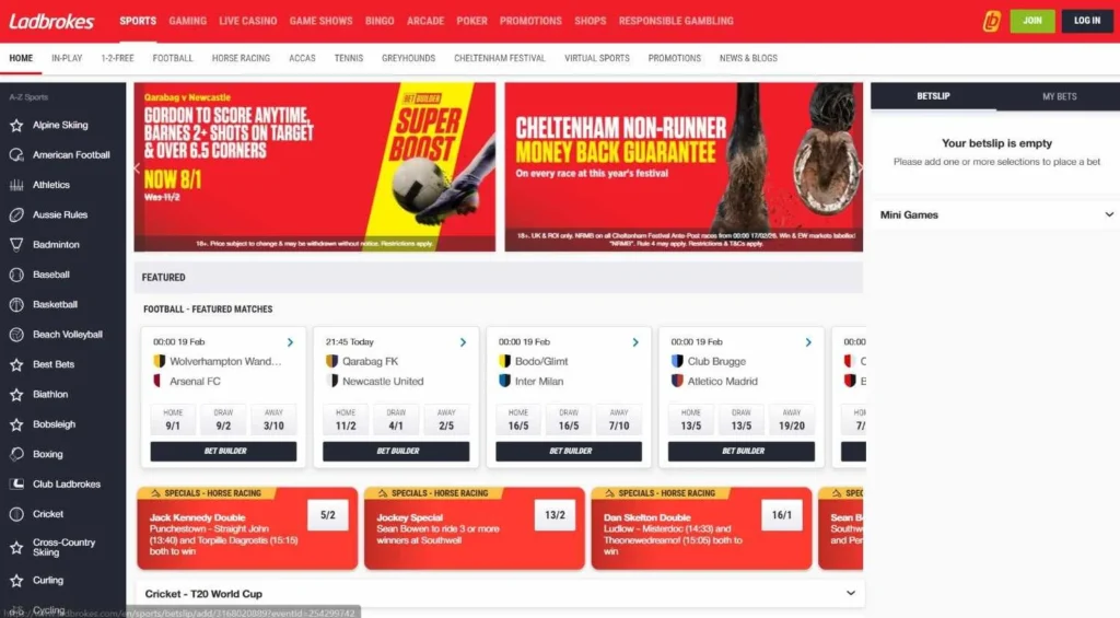 Ladbrokes casino homepage screenshot