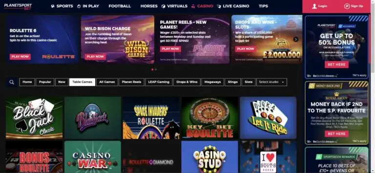 Planet Sport Bet homepage screenshot