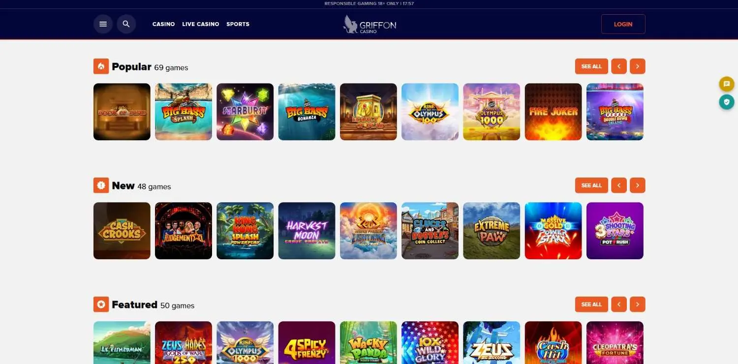 Griffon Casino Homepage