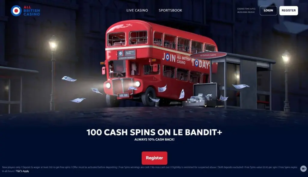 All British Casino casino homepage screenshot