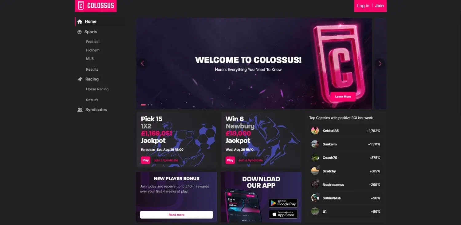 Colossus Bets Homepage