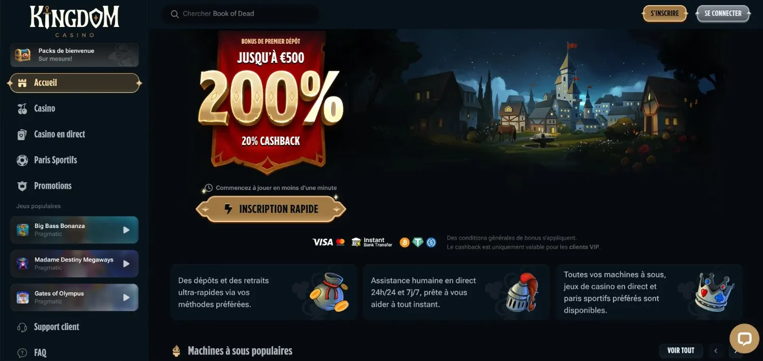 Kingdom Casino homepage