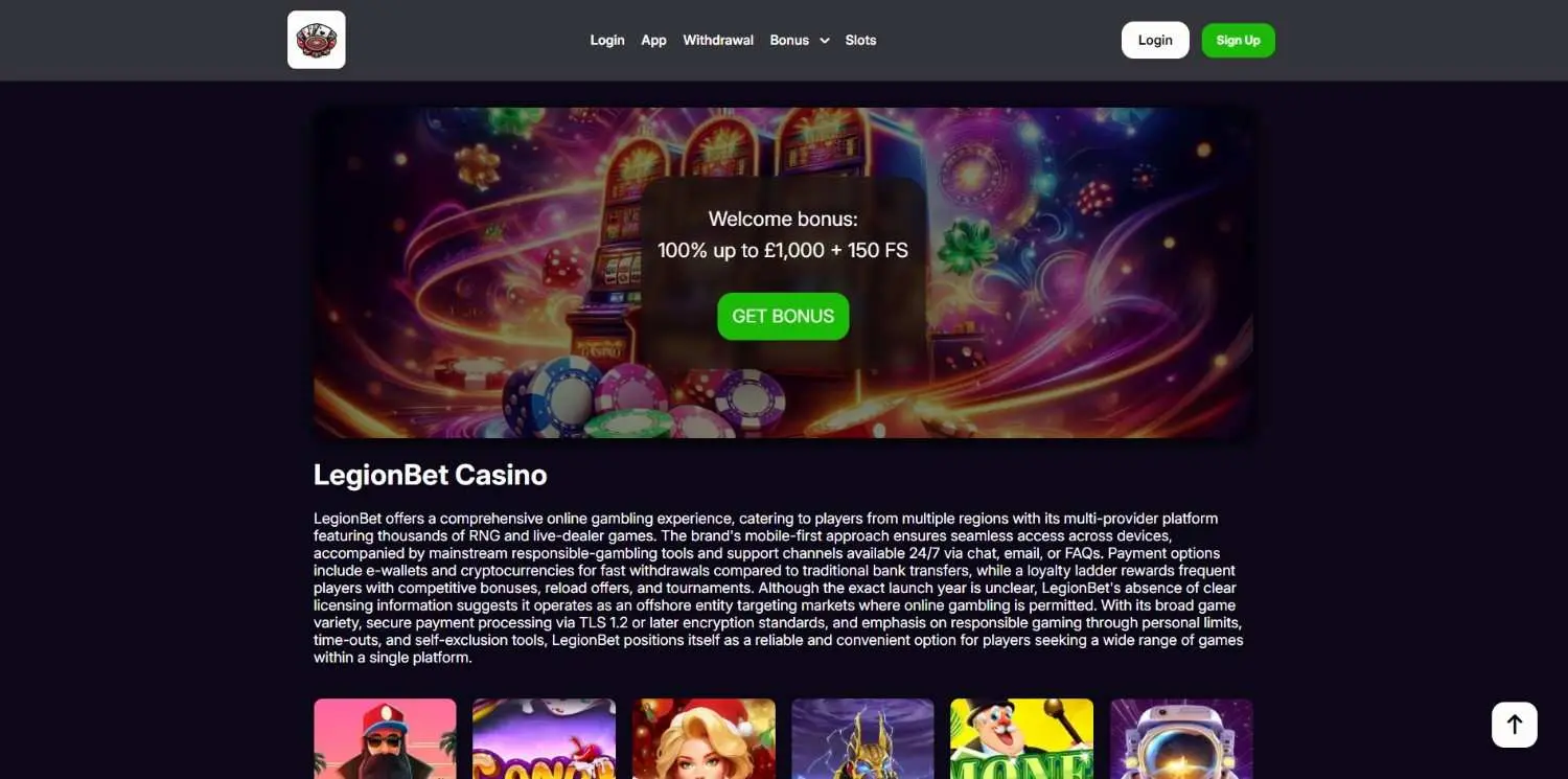 LegionBet Homepage