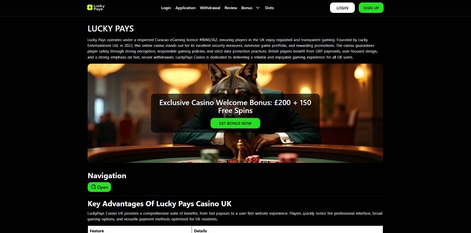 Lucky Pays Homepage