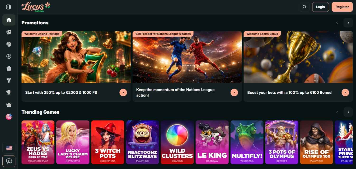 Lucy's Casino Homepage