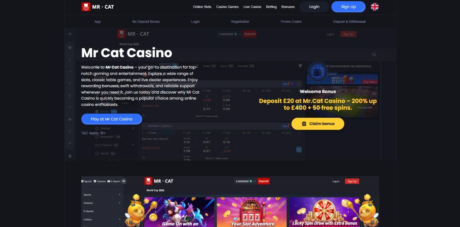 Mr Cat Casino homepage