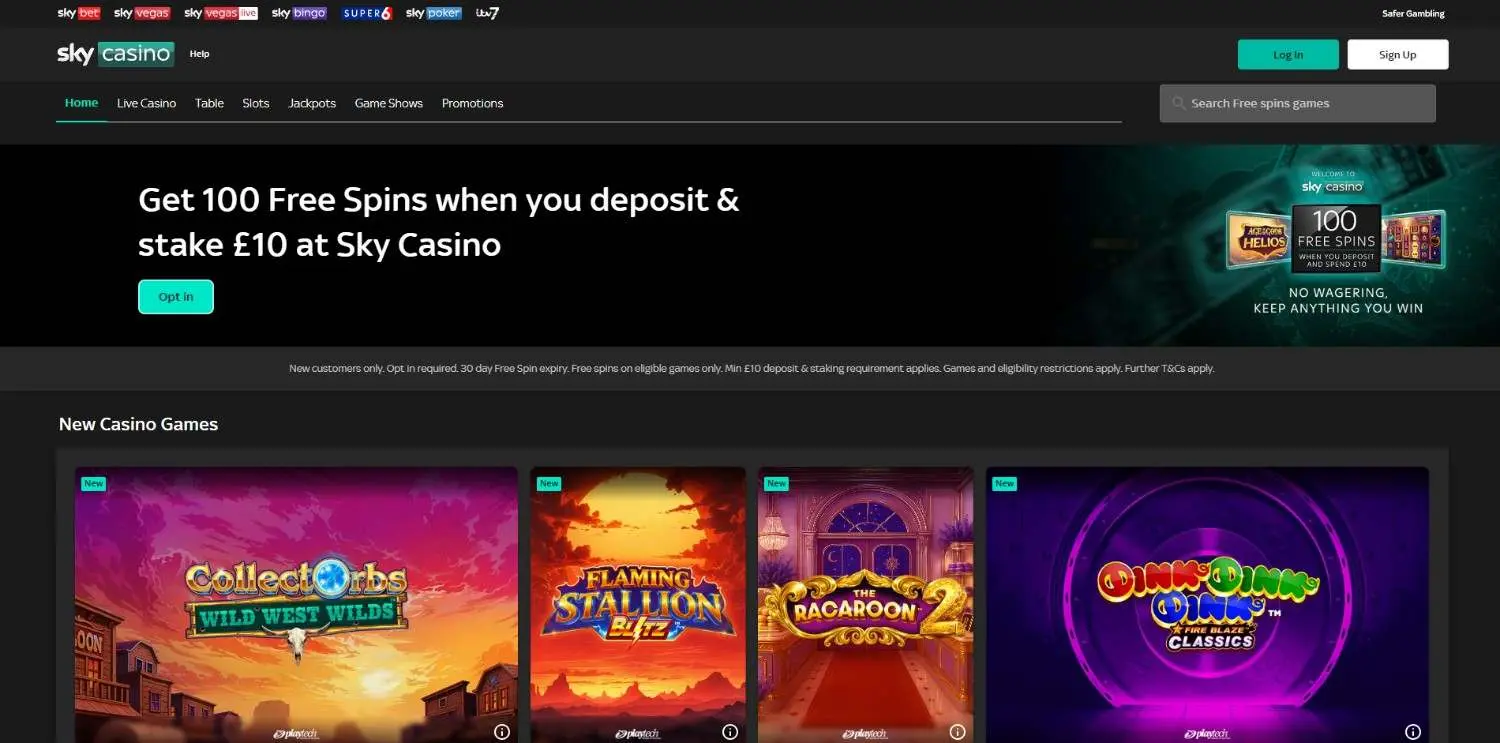 Sky Casino Homepage