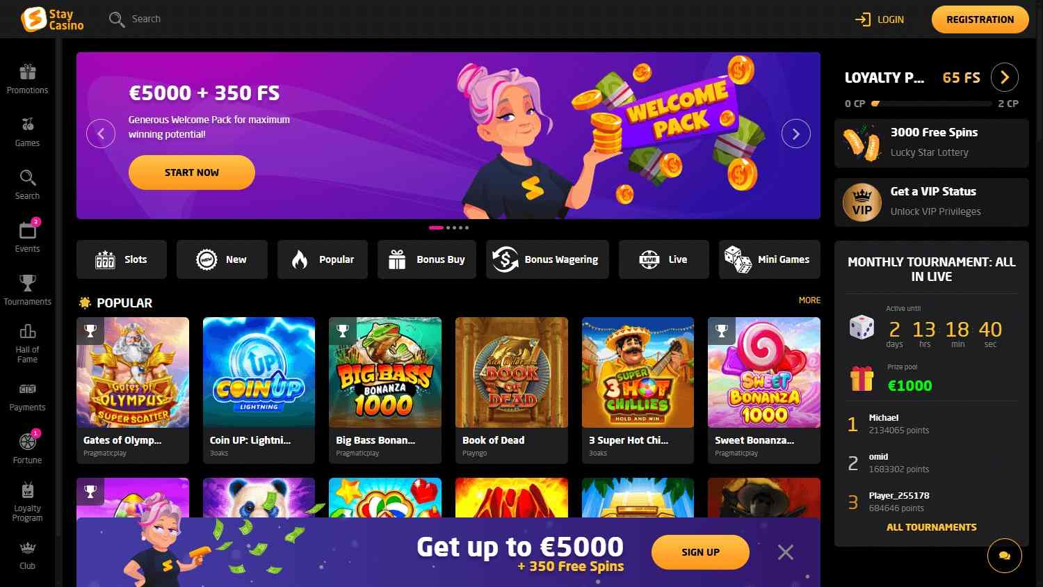 Stay Casino Homepage