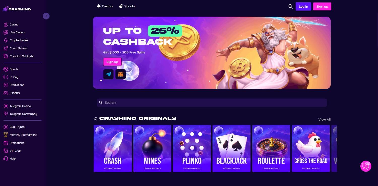 Crashino homepage