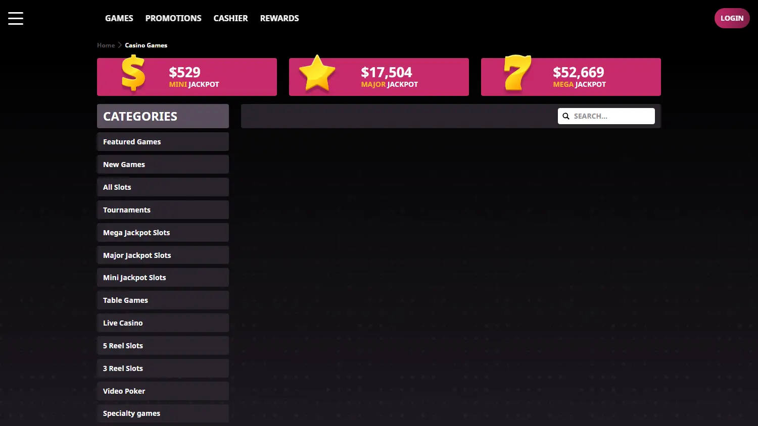 Gossip Slots casino page with category menu and jackpot panels