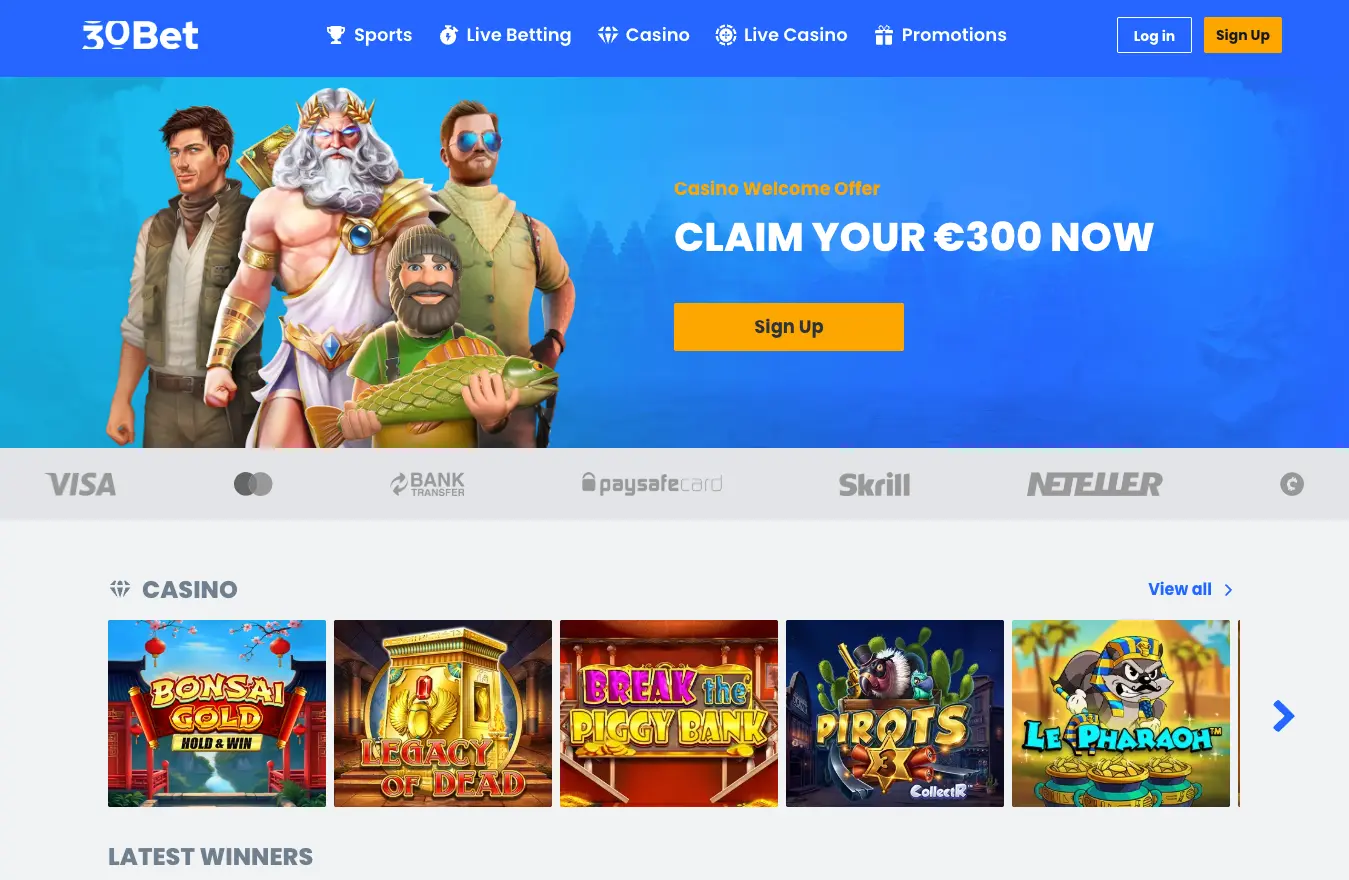 30Bet Homepage