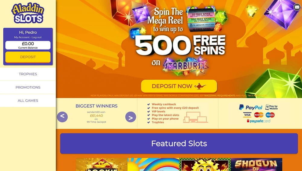 Aladdin Slots Homepage