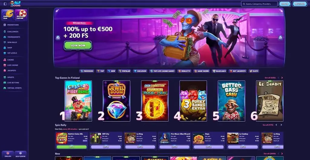 Alf Casino Homepage