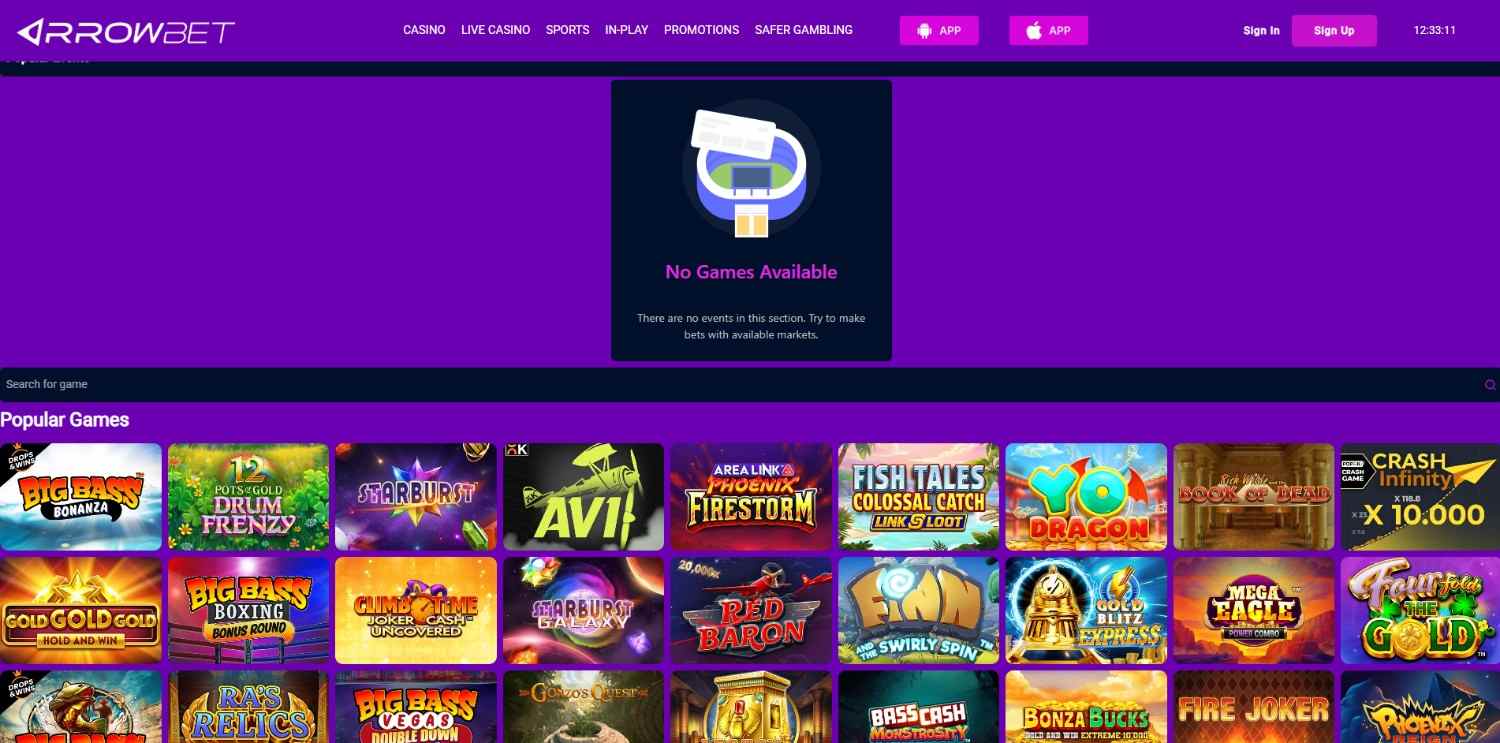 ArrowBet Homepage