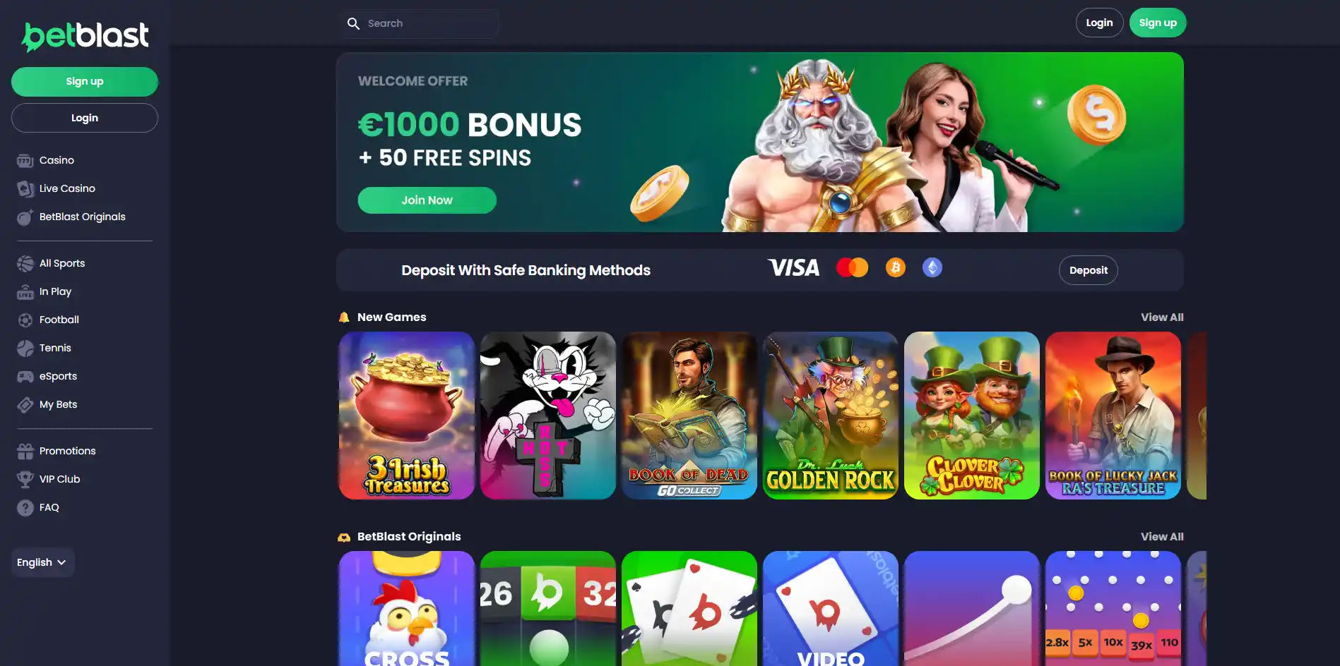 BetBlast Homepage
