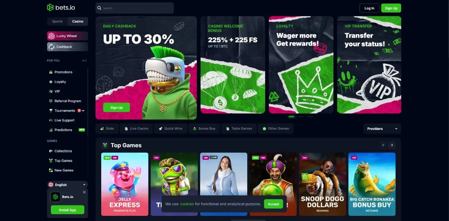 Bets.io Homepage