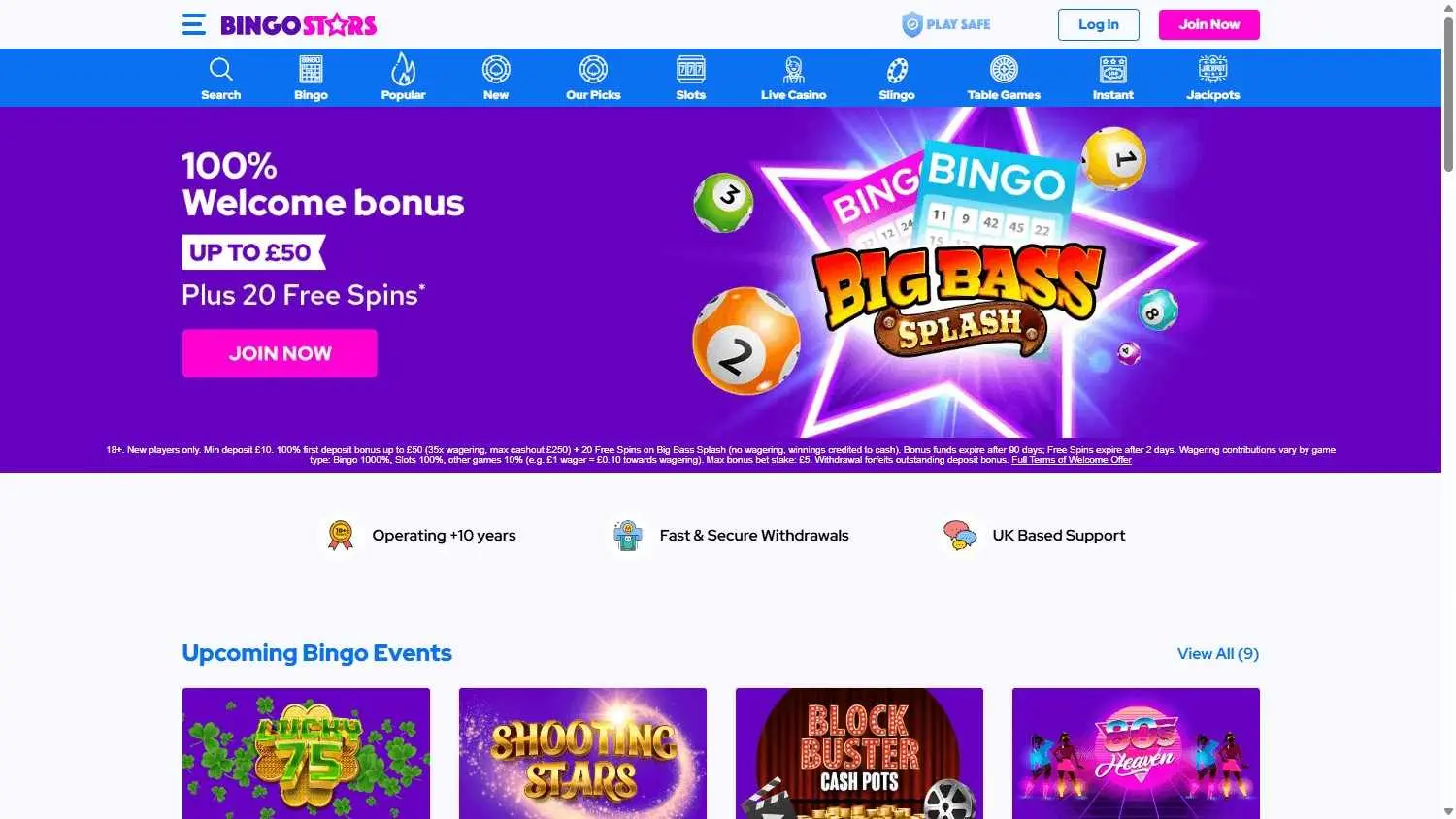 BingoStars Homepage