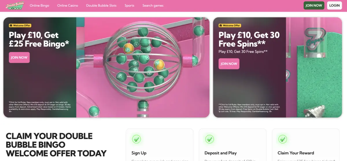 Double Bubble Bingo Homepage