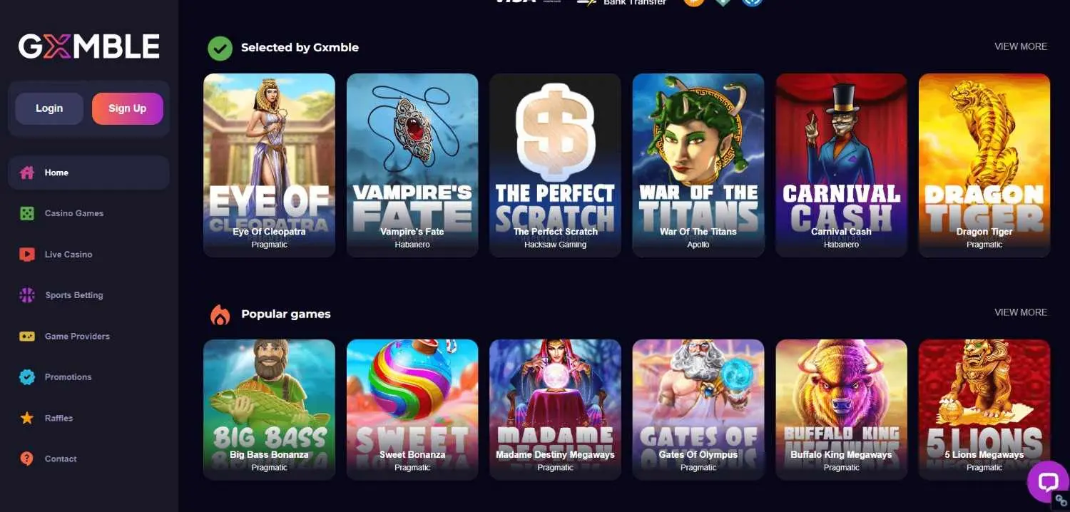 Gxmble Casino Homepage