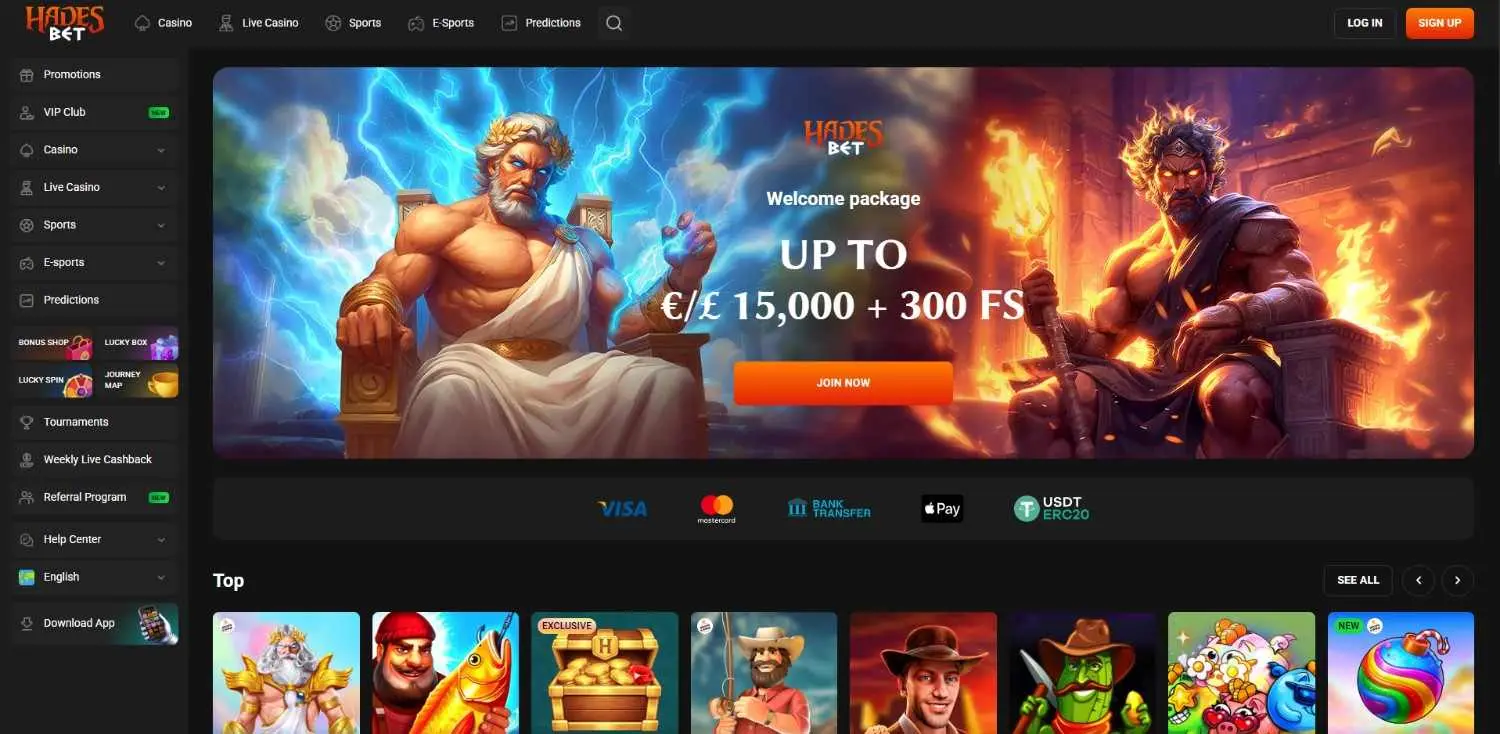 HadesBet Homepage