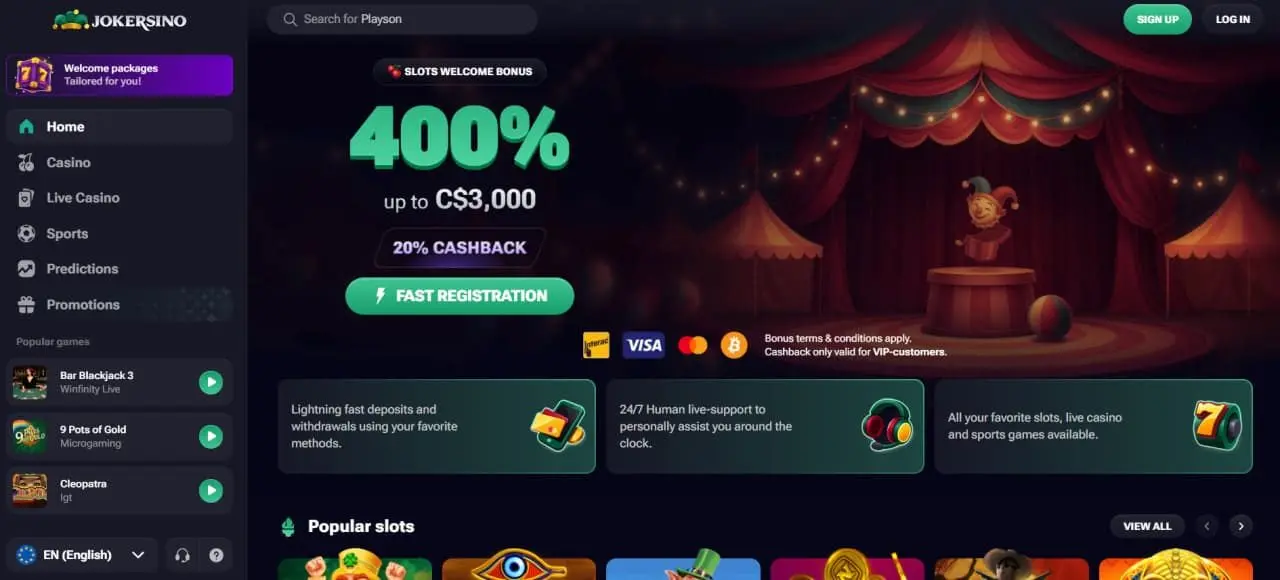 Jokersino Casino Homepage