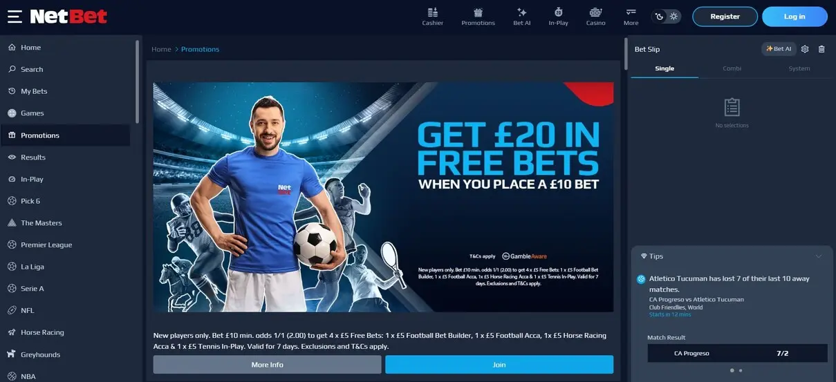 NetBet Sport Homepage