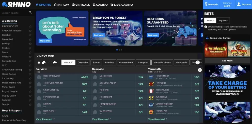 Rhino Bet Homepage