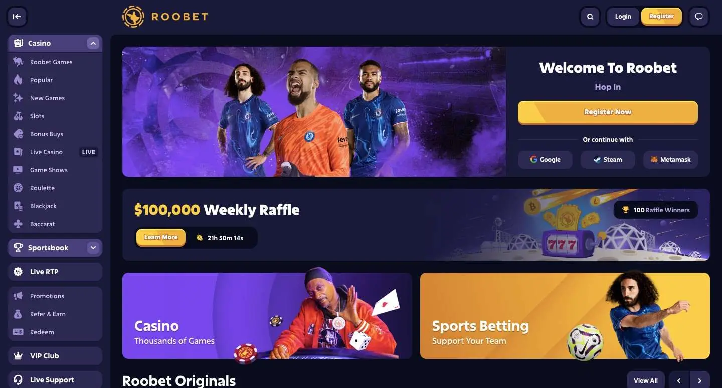 Roobet Homepage
