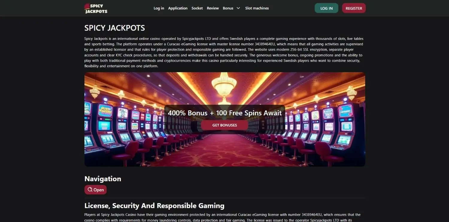 Spicy Jackpots Homepage