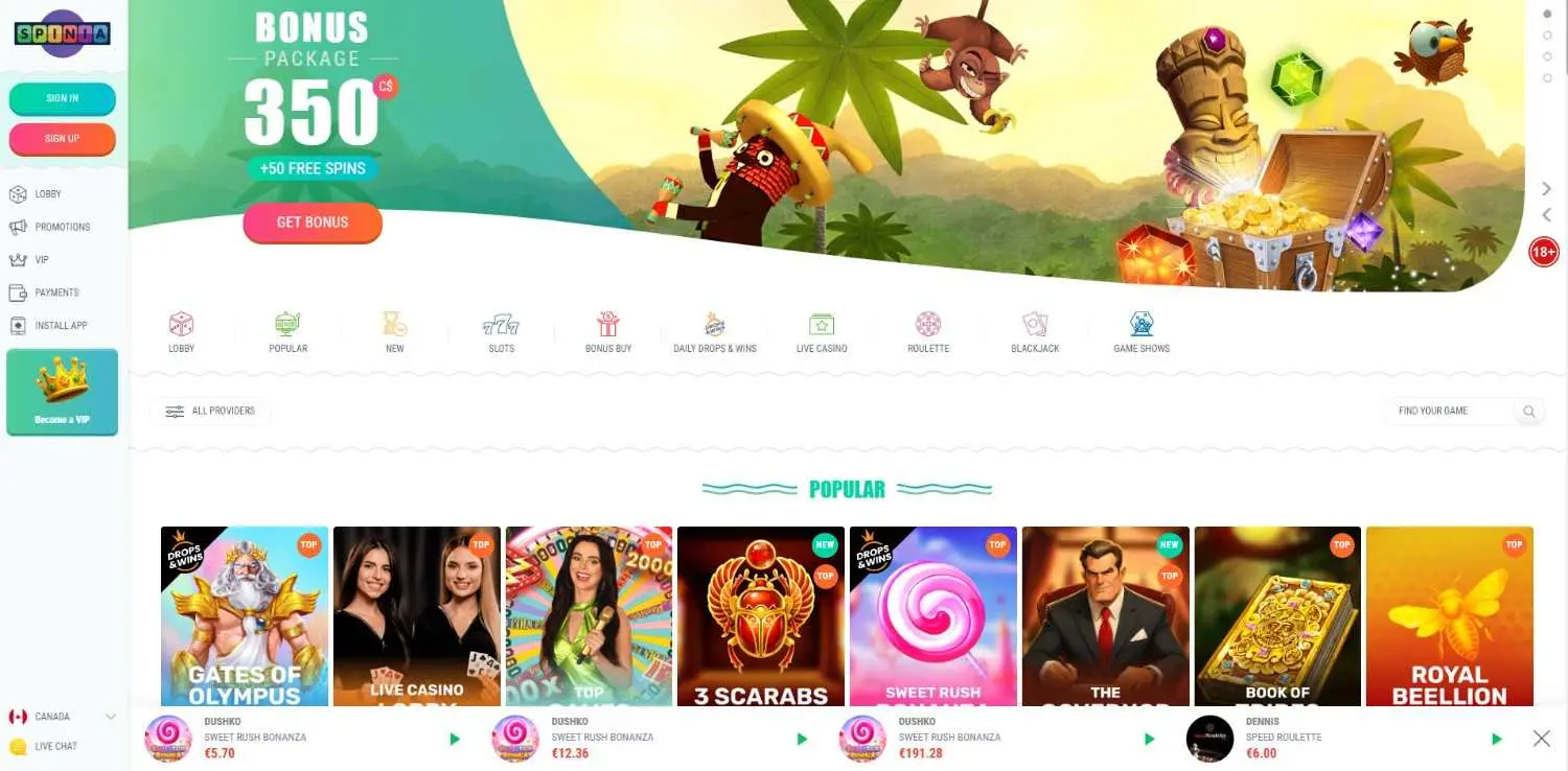 Spinia Homepage