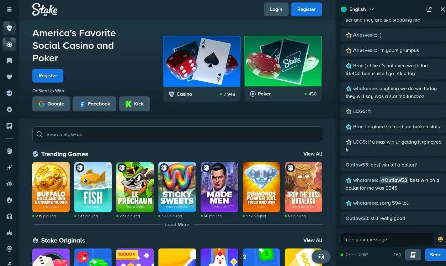 Stake.us Homepage