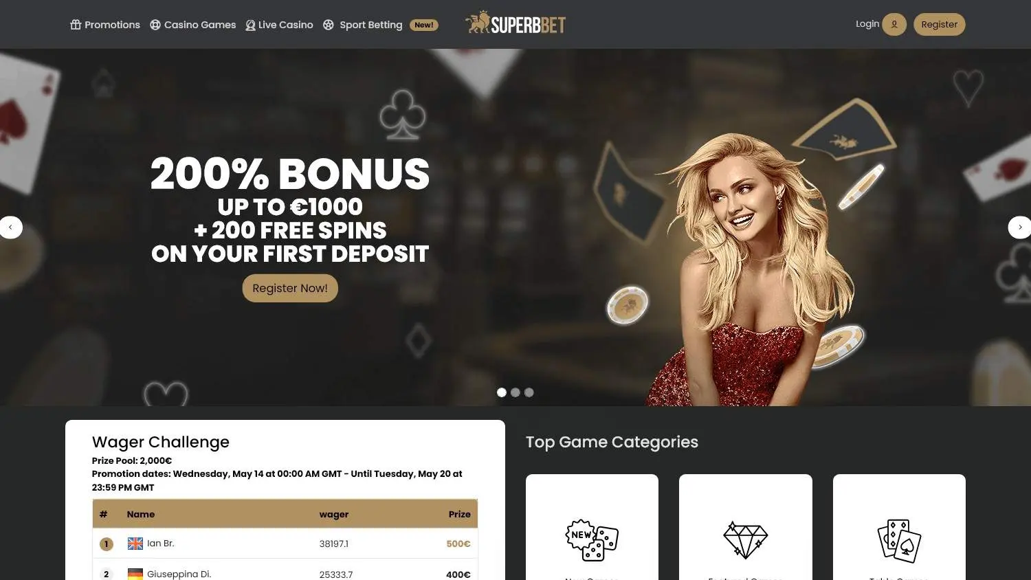 Superb Bet Homepage