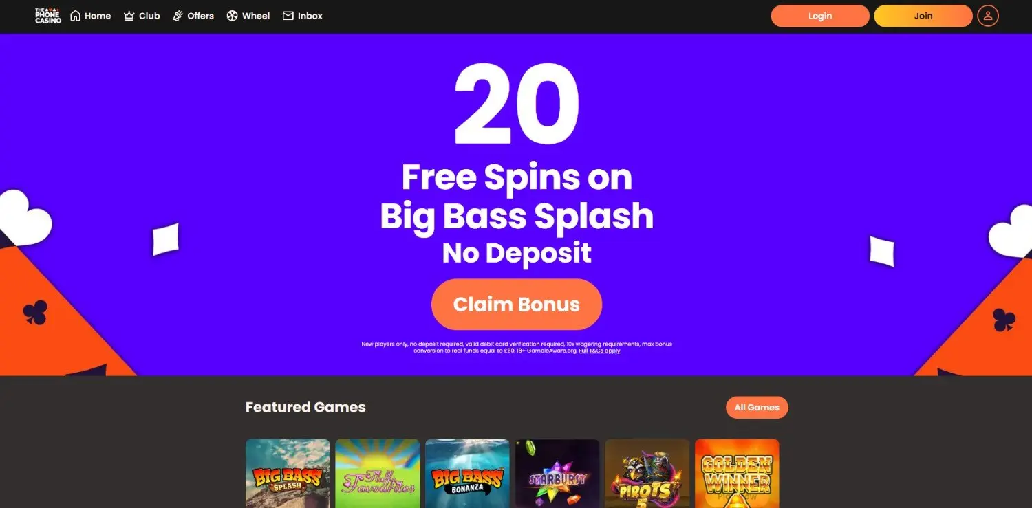 The Phone Casino Homepage