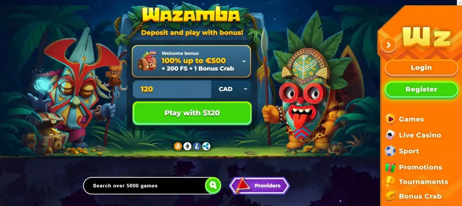 Wazamba Homepage