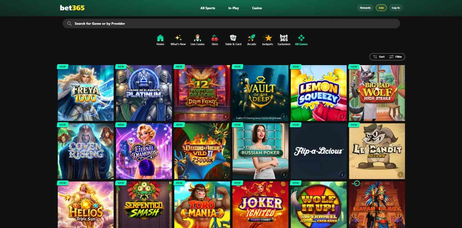 bet365 Games Page