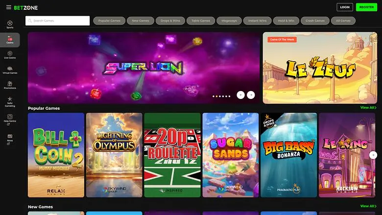 BetZone archived homepage screenshot — closed brand