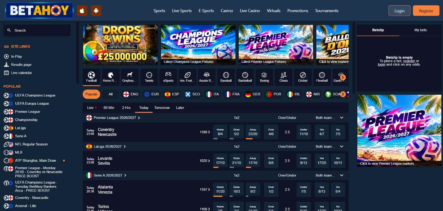 BetAhoy Homepage