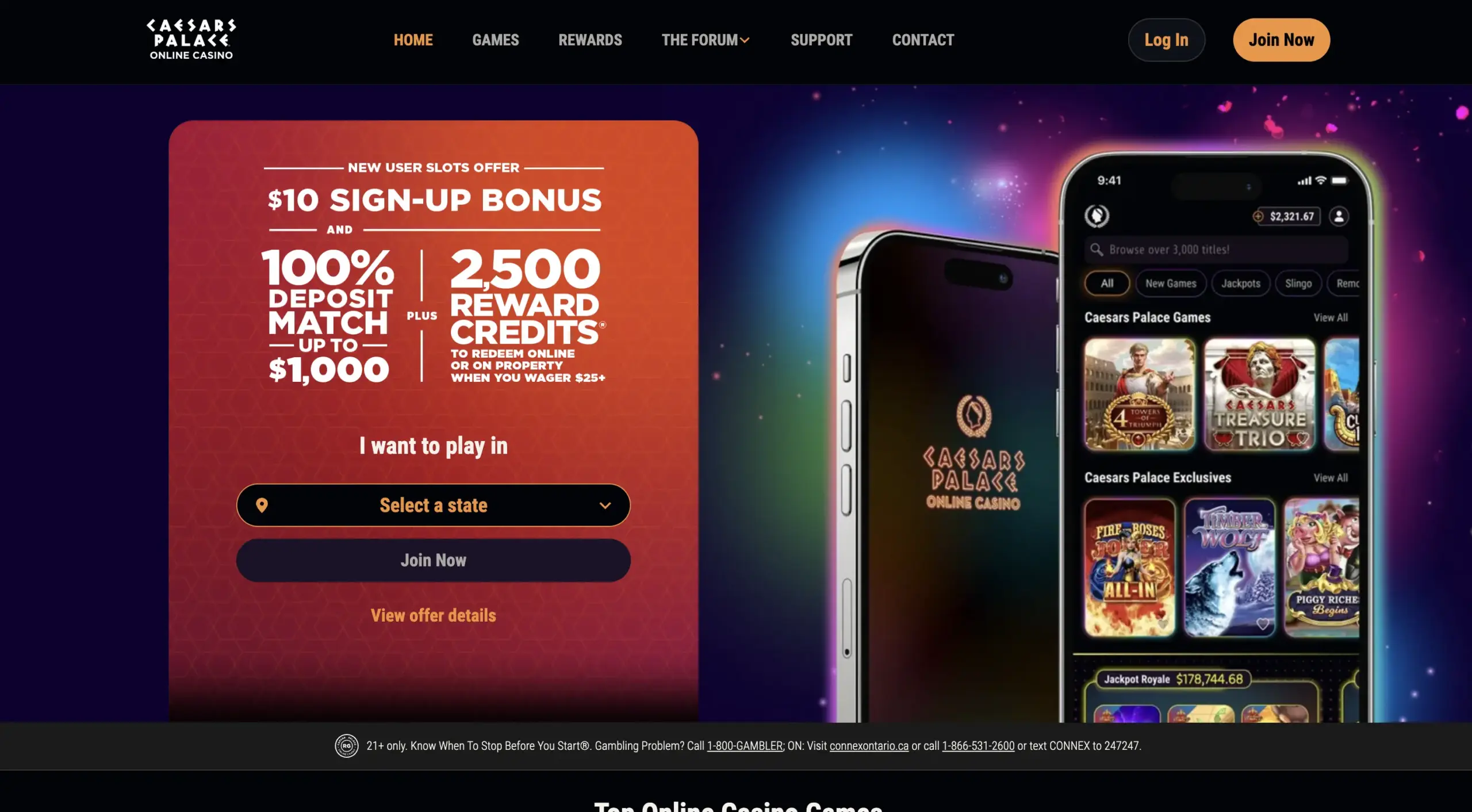 Caesars Palace Online Casino Homepage