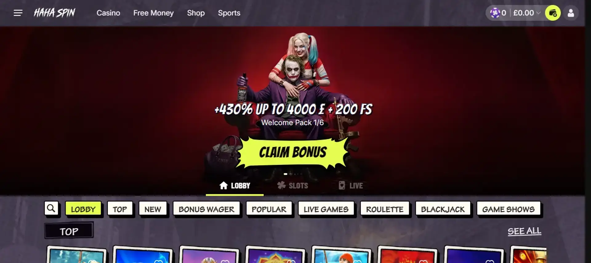 Haha Spin Homepage