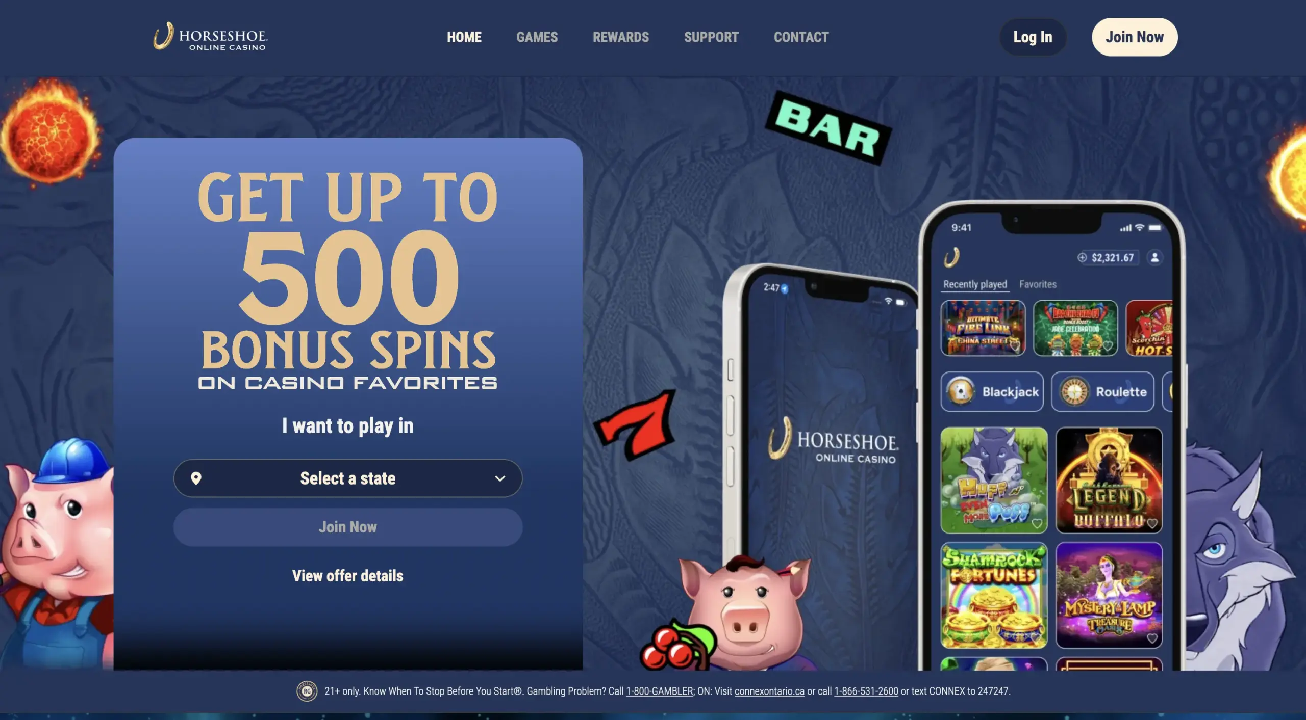 Horseshoe Online Casino Homepage