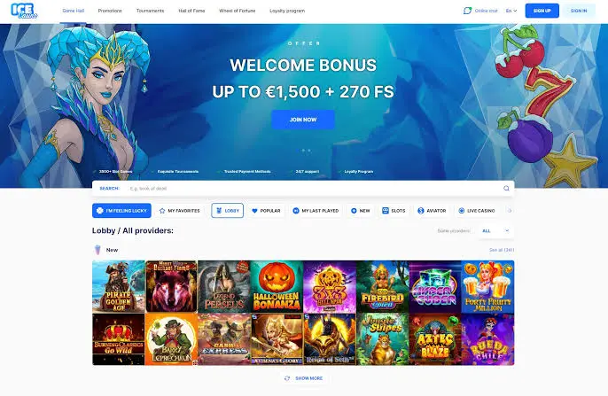 Ice Casino Homepage