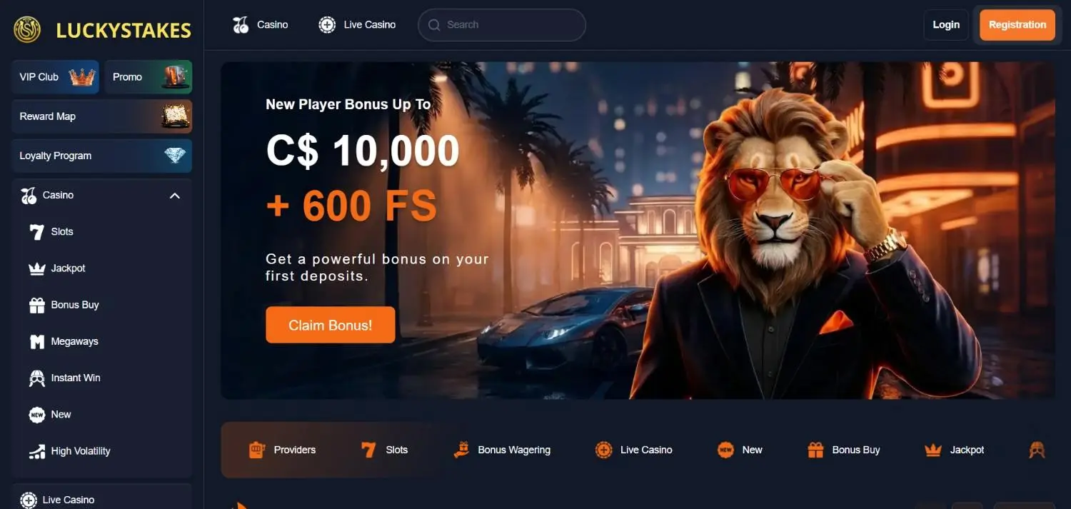 Luckystakes Homepage