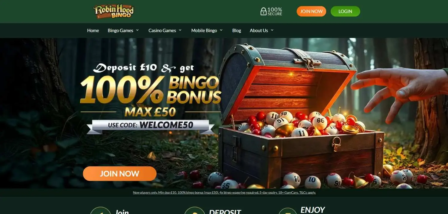 Robin Hood Bingo Homepage