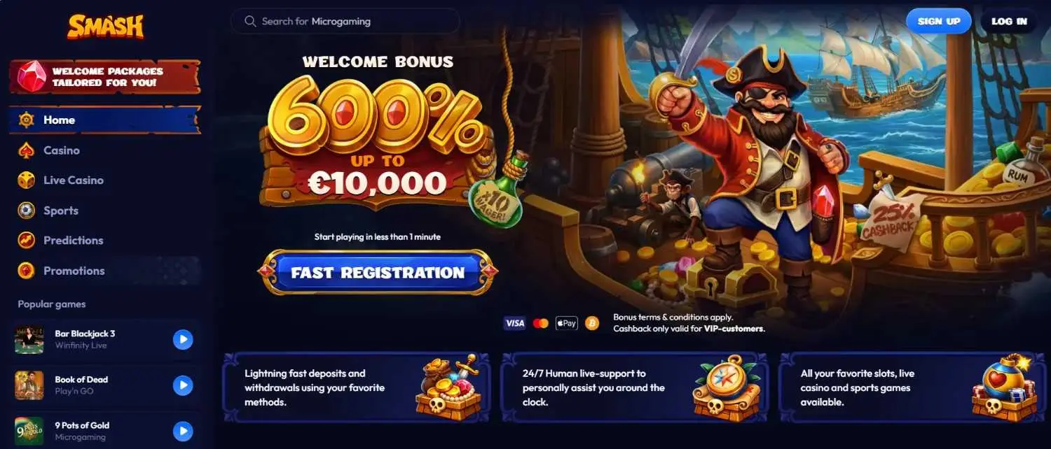 Smash Casino Homepage