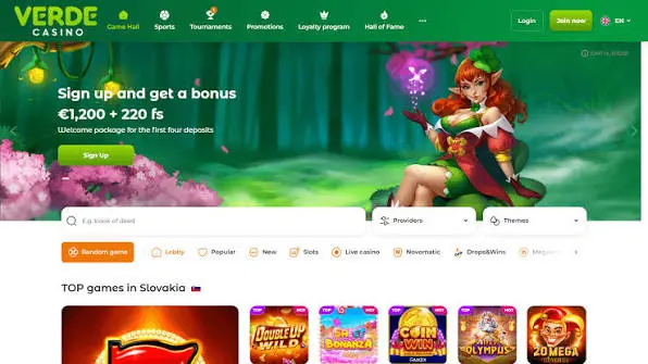 Verde Casino Homepage
